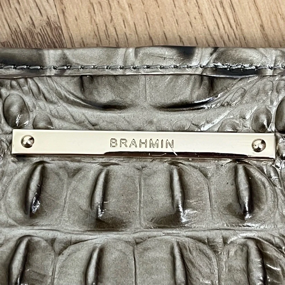 Brahmin Smokey Taupe‎ Melbourne Clutch Croc-Embossed Leather Brown Croc - Picture 14 of 15